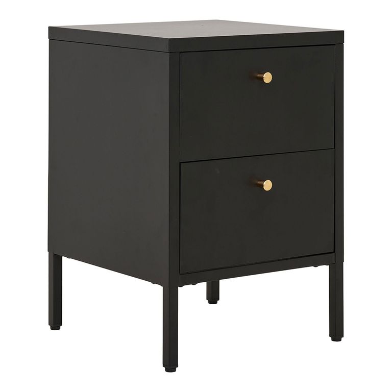 Dalby Bedside Cabinet - 2 Drawer - Metal - Black
