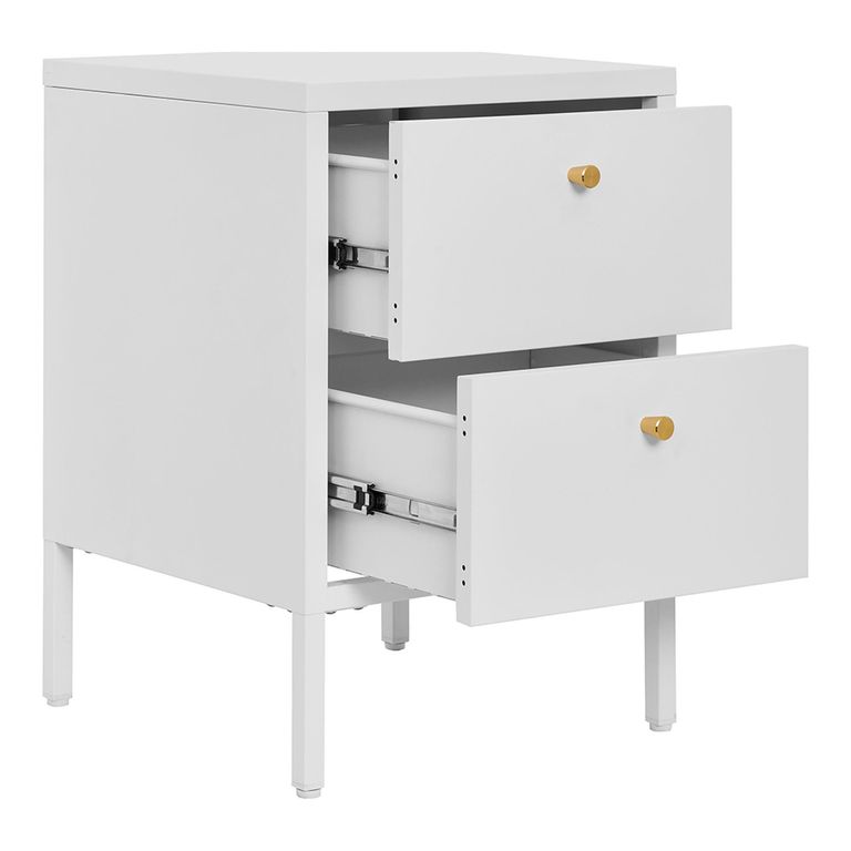 Dalby Bedside Cabinet - 2 Drawer - Metal - White
