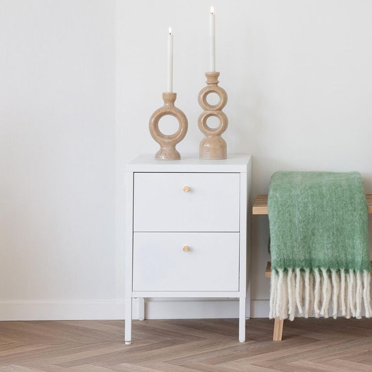 Dalby Bedside Cabinet - 2 Drawer - Metal - White