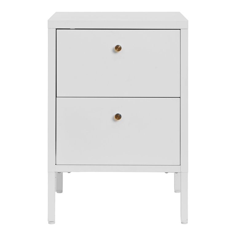 Dalby Bedside Cabinet - 2 Drawer - Metal - White