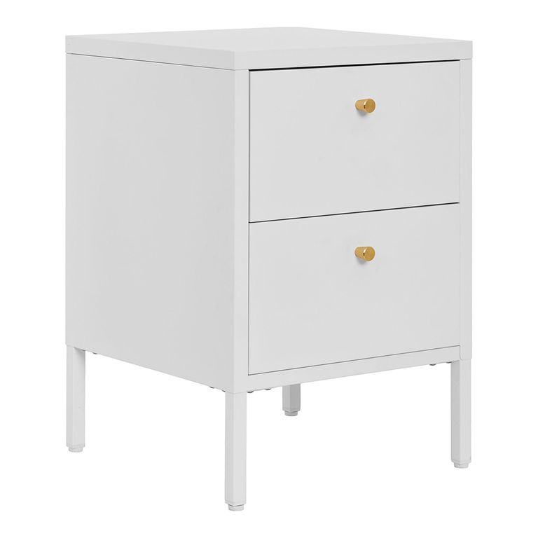 Dalby Bedside Cabinet - 2 Drawer - Metal - White