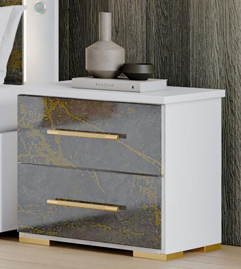 Dalia Grey Italian 2 Drawer Bedside Cabinet