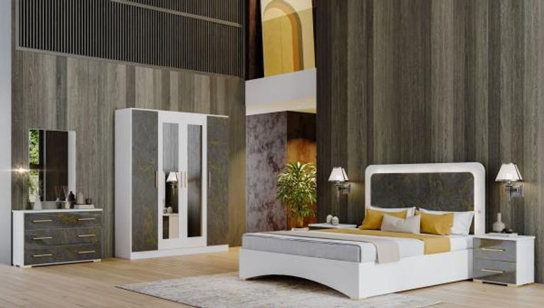 Dalia Grey Italian 2 Drawer Bedside Cabinet