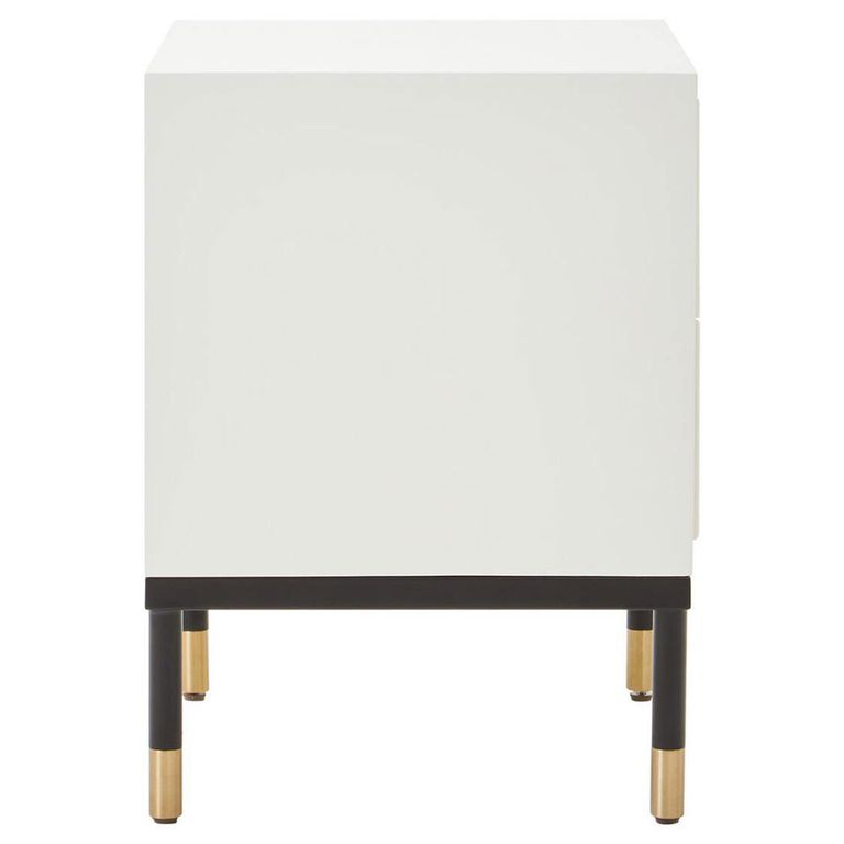 Danta Bedside Cabinet - 2 Drawer - Off White Wood