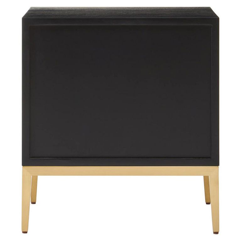 Davoli Bedside Cabinet - 2 Drawer - Black and Gold