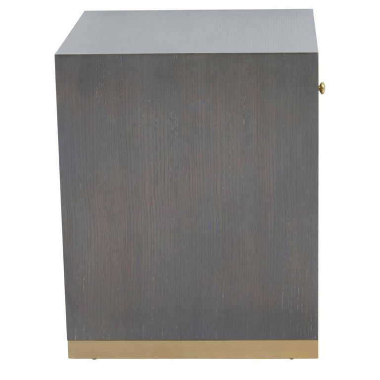 Deskey Bedside Table - 1 Drawer - Grey Faux Shagreen