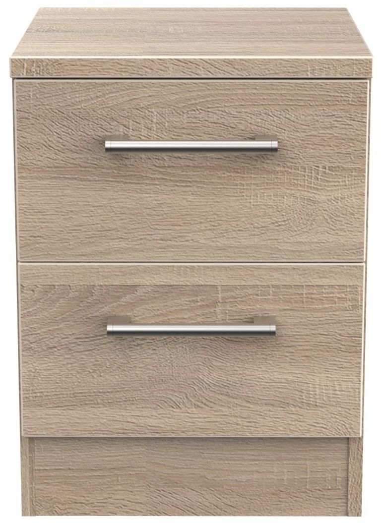 Devon Oak Effect 2 Drawer Bedside Cabinet