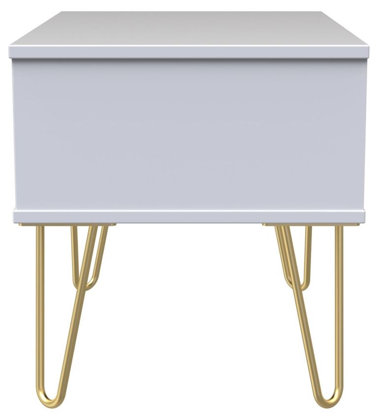 Diamond Black and White 1 Drawer Midi Bedside Table with Gold Hairpin Legs