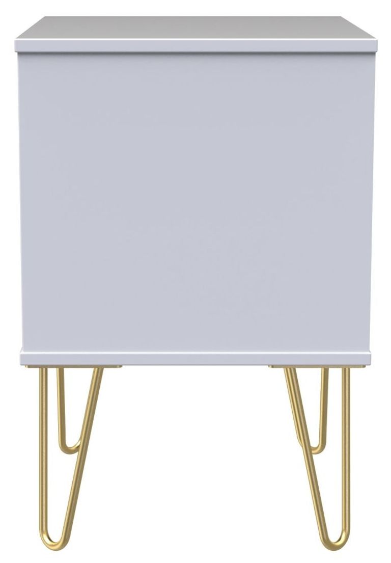 Diamond Black and White 2 Drawer Bedside Cabinet with Gold Hairpin Legs