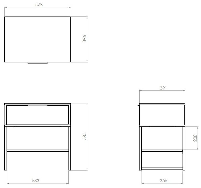 Diego Black 1 Drawer Bedside Table