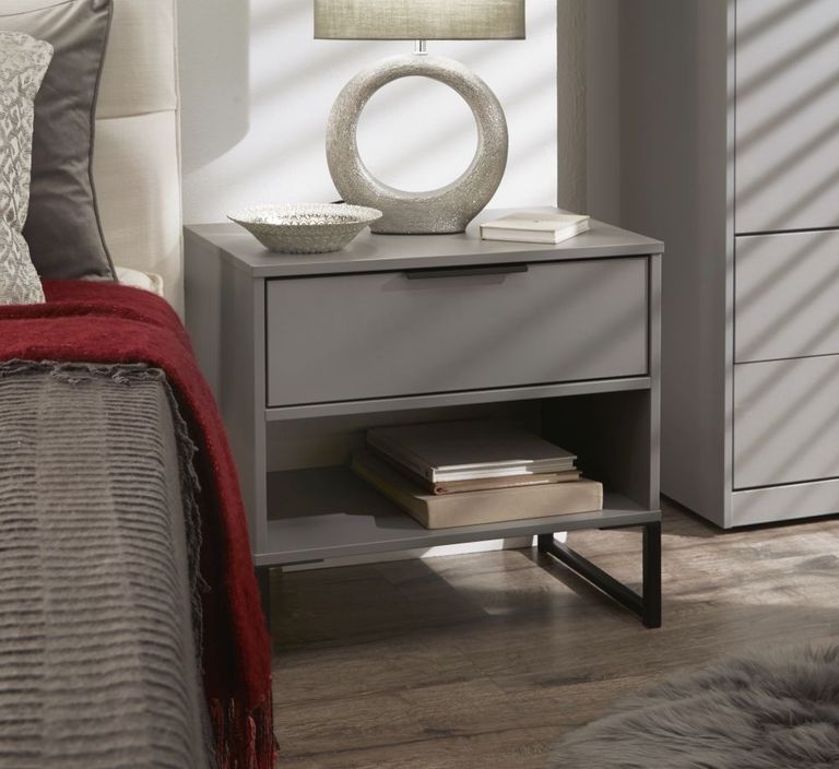 Diego Grey 1 Drawer Midi Bedside Table