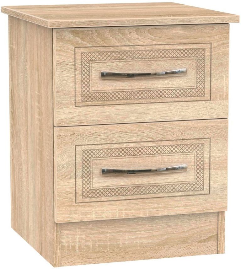Dorset Oak Effect 2 Drawer Bedside Cabinet