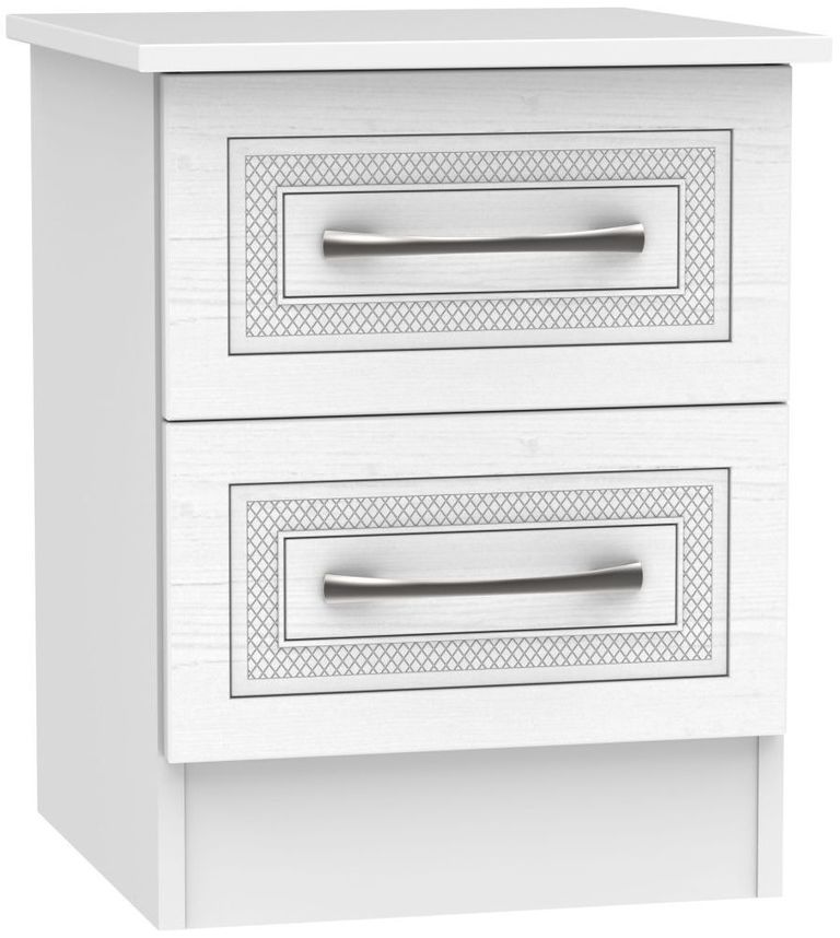 Dorset White 2 Drawer Bedside Cabinet