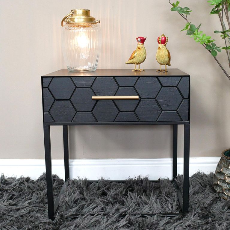 Bedside Table - 1 Drawer - Black