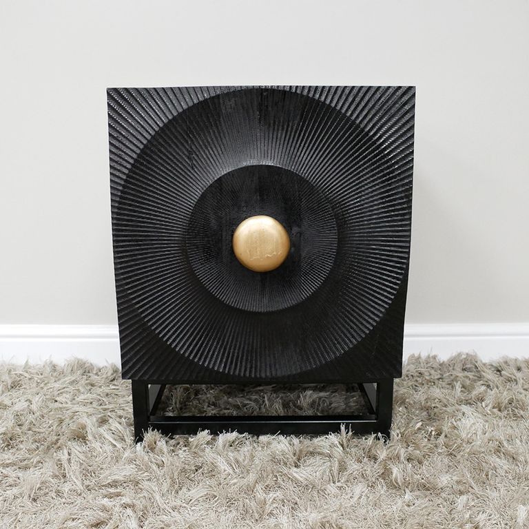 Bedside Cabinet - 1 Door - Black Mango Wood