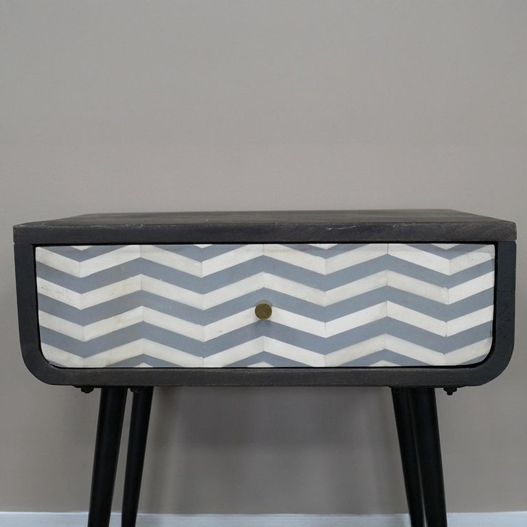 Bedside Cabinet - 1 Drawer - Black Mango Wood