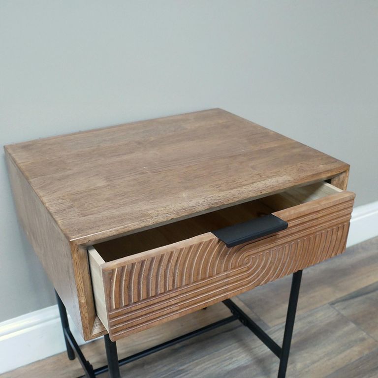 Bedside Table - 1 Drawer - Fir Wood