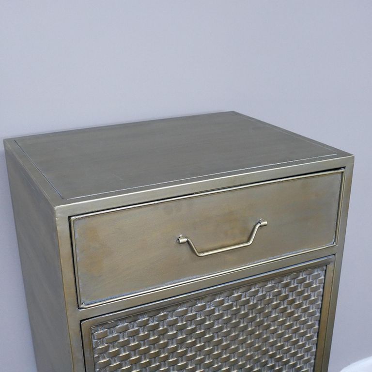 Bedside Cabinet - 1 Door - 1 Drawer - Gold Metal