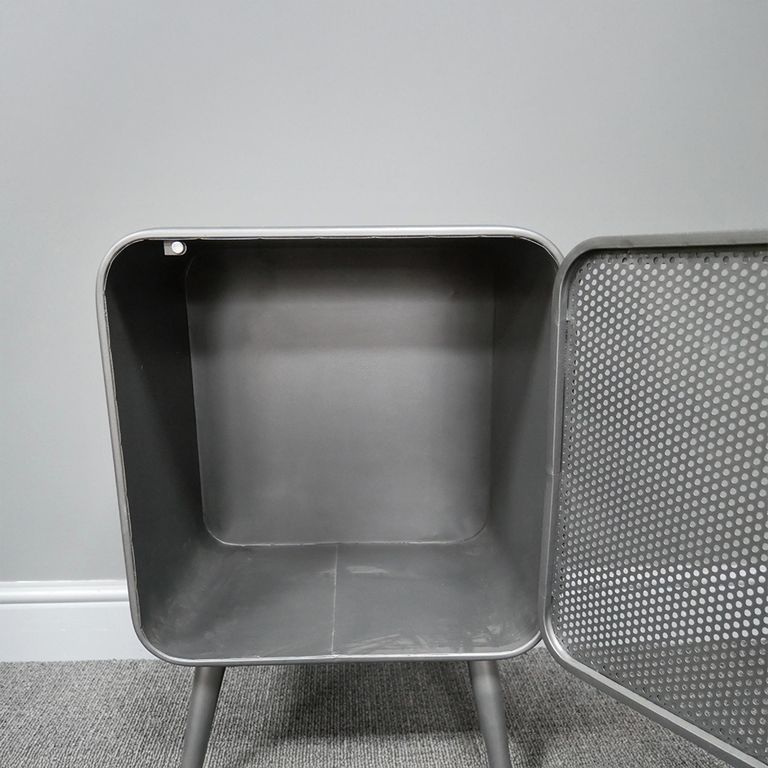 Bedside Cabinet - 1 Door - Grey Metal Mesh