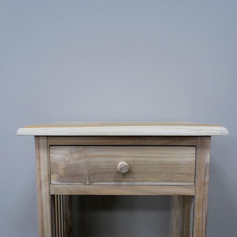 Bedside Table - 1 Drawer - Teak Wood