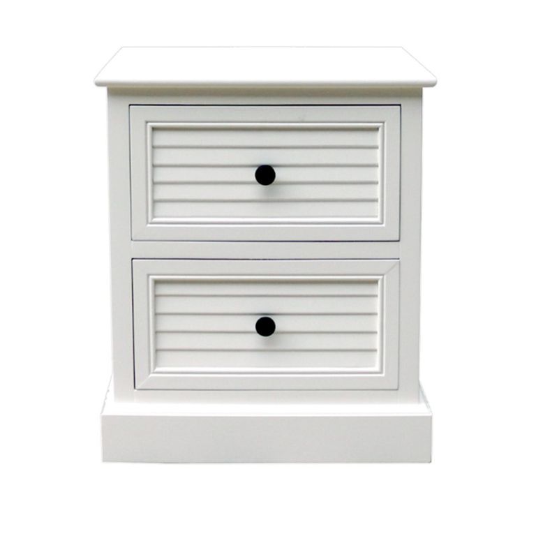 Elise Bedside Cabinet - 2 Drawer - Pearl White