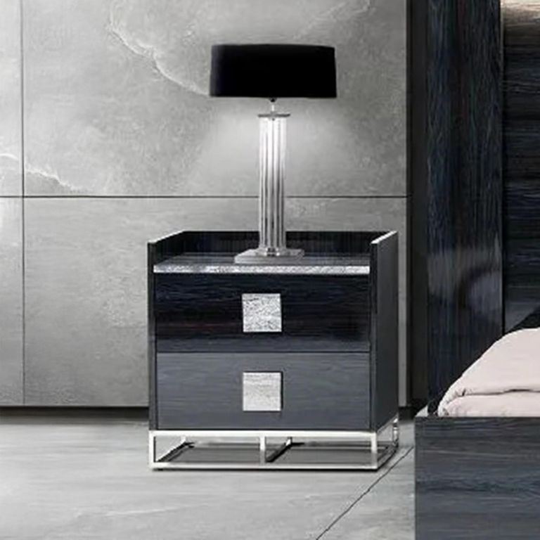 Elliot Bedside Cabinet - 2 Drawer - Marble and Wooden - Variation Available