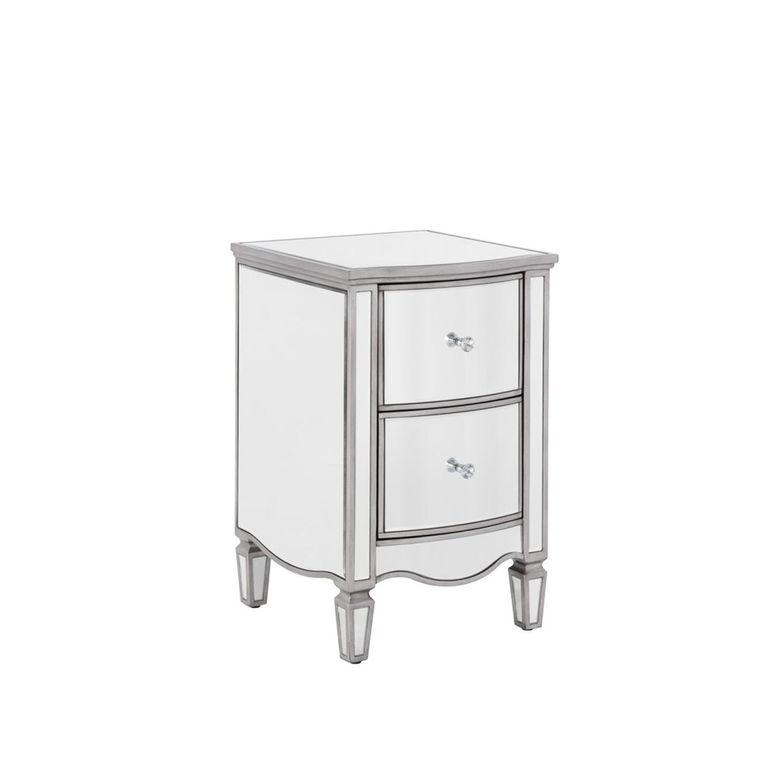 Elysee Narrow Bedside Cabinet - 2 Drawer - Mirrored