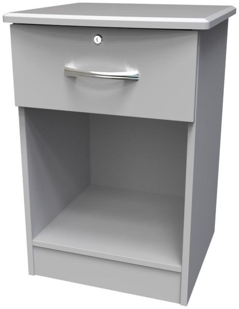 Eve Grey 1 Drawer Bedside Cabinet with Lock