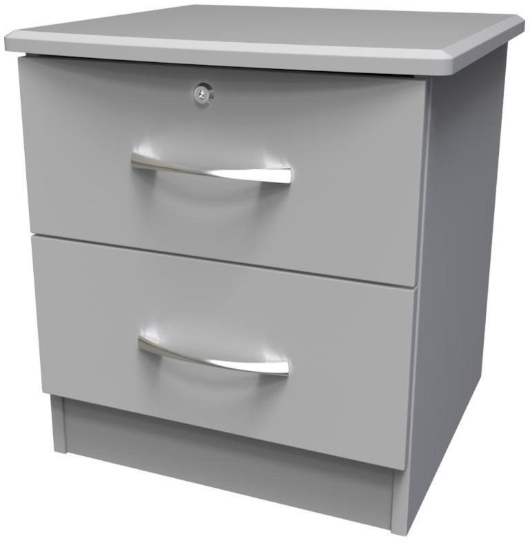 Eve Grey 2 Drawer Bedside Cabinet with Lock