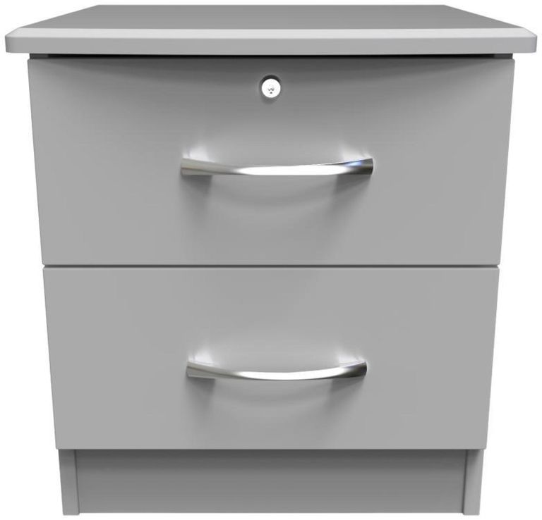Eve Grey 2 Drawer Bedside Cabinet with Lock