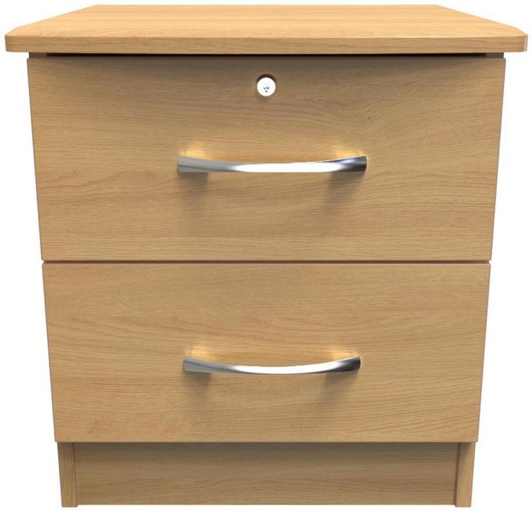 Eve Oak Effect 2 Drawer Bedside Cabinet with Lock