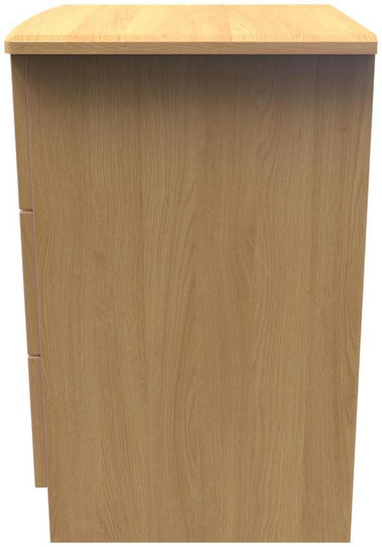 Eve Oak Effect 3 Drawer Bedside Cabinet with Lock