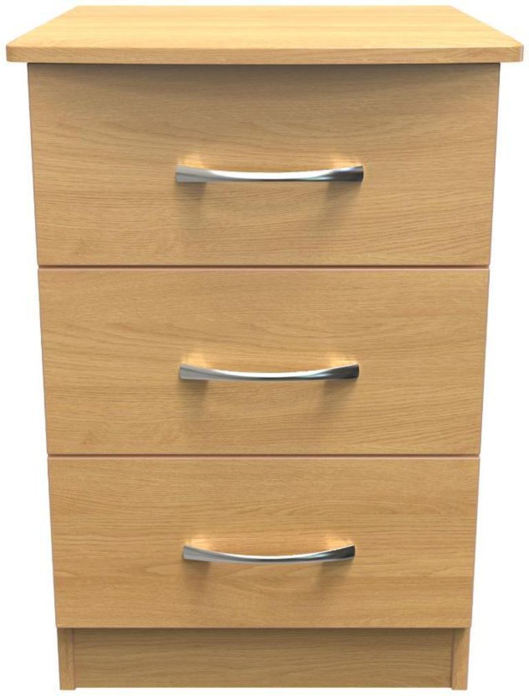 Eve Oak Effect 3 Drawer Bedside Cabinet