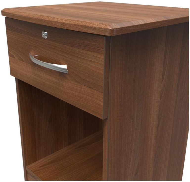 Eve Walnut Effect 1 Drawer Bedside Cabinet with Lock