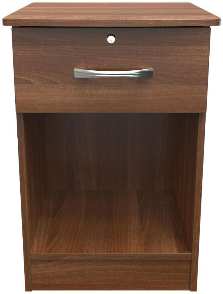 Eve Walnut Effect 1 Drawer Bedside Cabinet with Lock