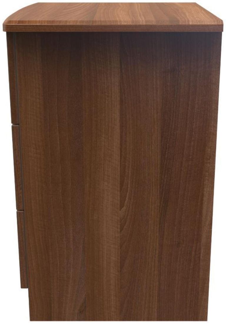 Eve Walnut Effect 3 Drawer Bedside Cabinet