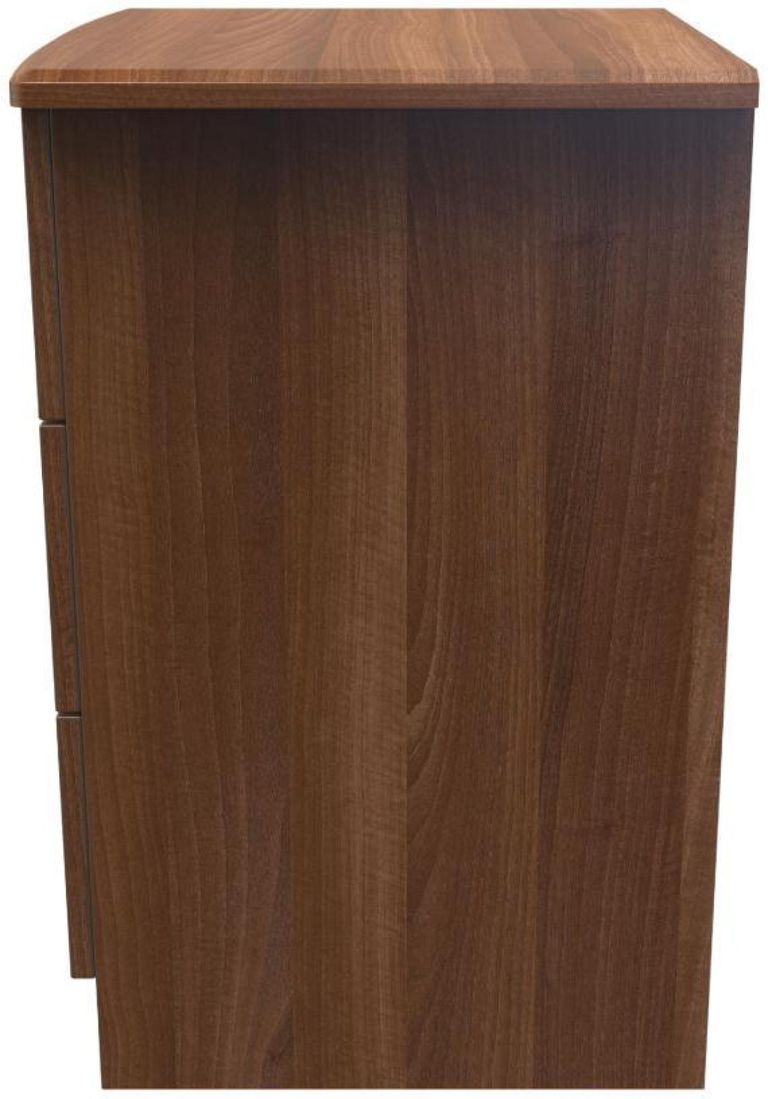 Eve Walnut Effect 3 Drawer Bedside Cabinet with Lock