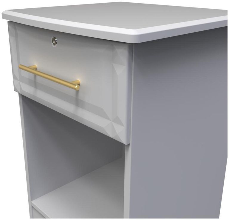 Faye Grey 1 Drawer Bedside Cabinet with Lock