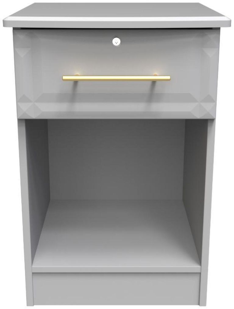 Faye Grey 1 Drawer Bedside Cabinet with Lock