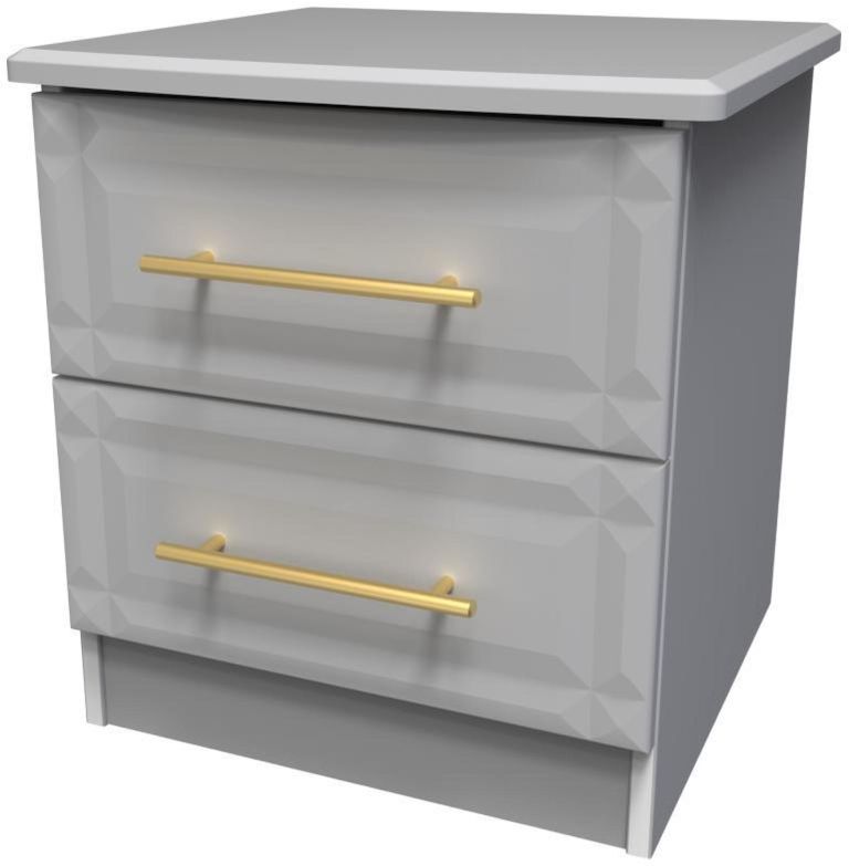 Faye Grey 2 Drawer Bedside Cabinet