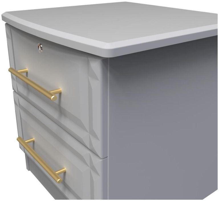 Faye Grey 2 Drawer Bedside Cabinet with Lock