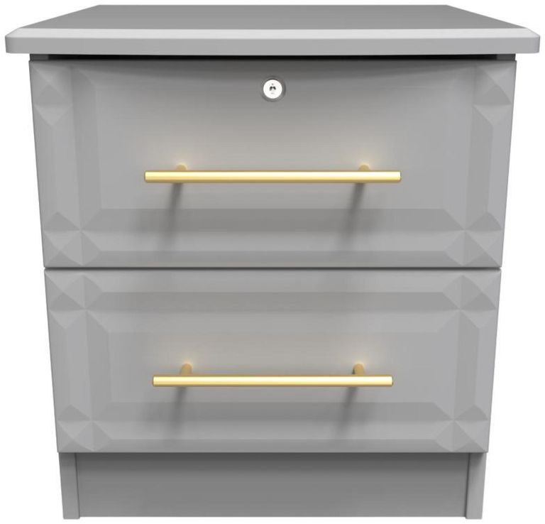 Faye Grey 2 Drawer Bedside Cabinet with Lock