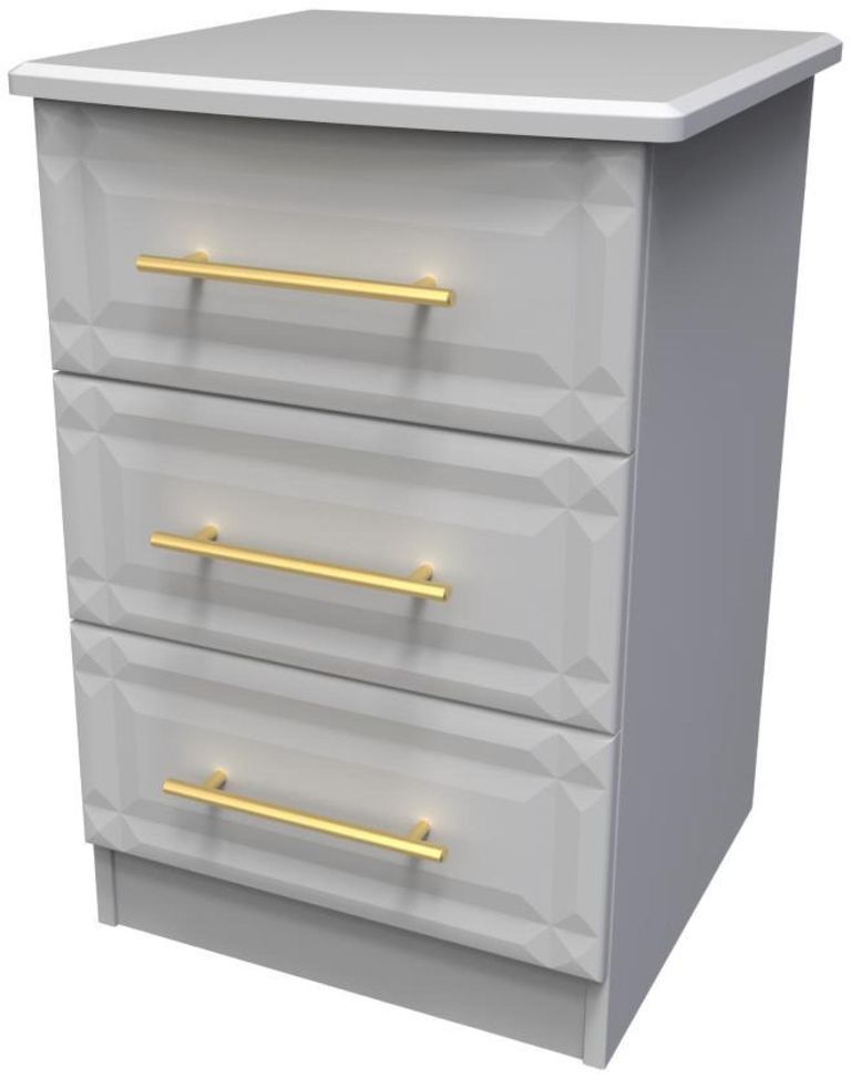 Faye Grey 3 Drawer Bedside Cabinet