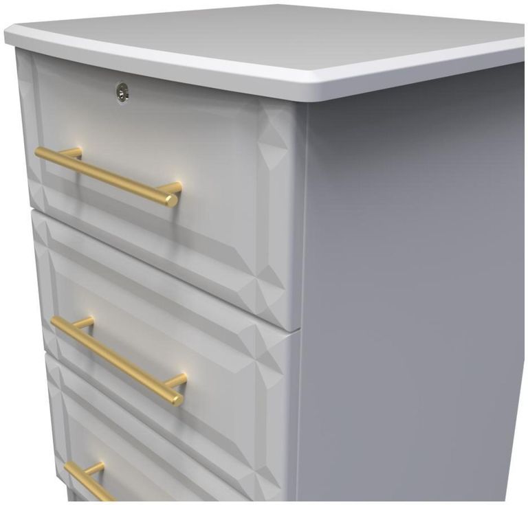 Faye Grey 3 Drawer Bedside Cabinet with Lock