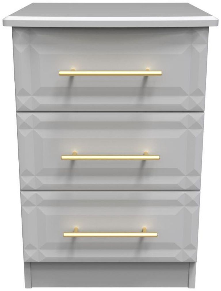 Faye Grey 3 Drawer Bedside Cabinet
