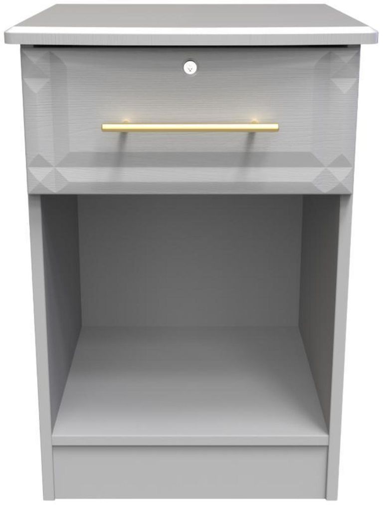 Faye Grey Ash 1 Drawer Bedside Cabinet with Lock