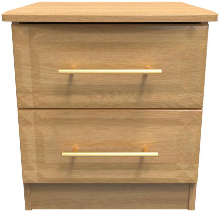 Faye Oak Effect 2 Drawer Bedside Cabinet