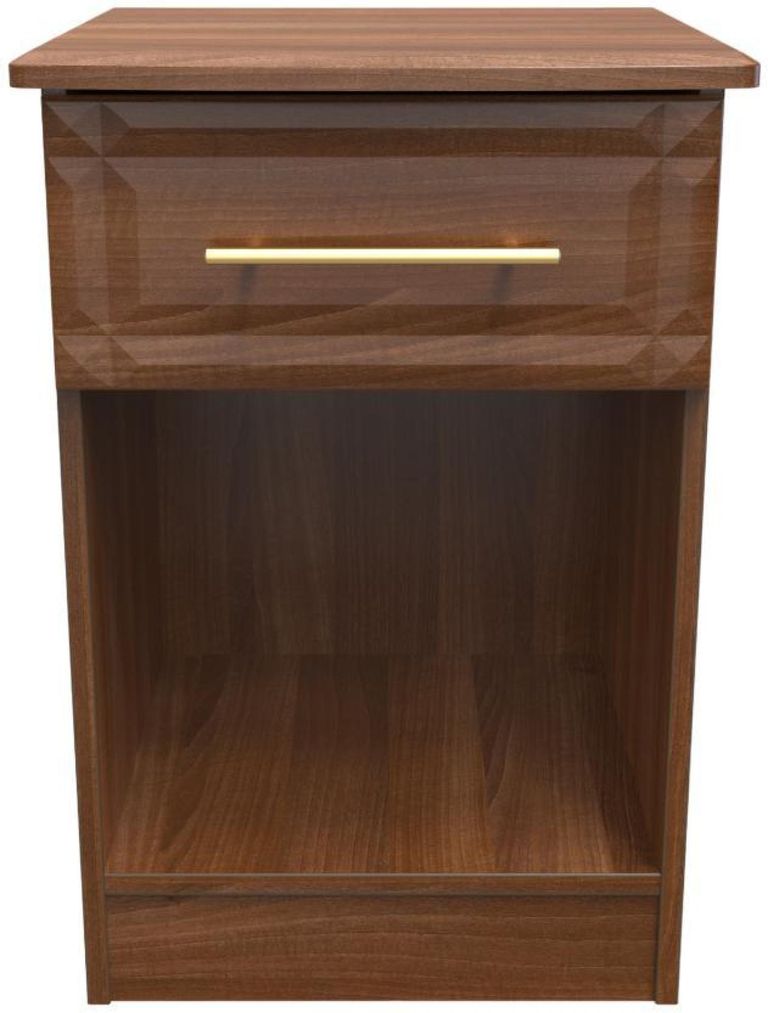 Faye Walnut Effect 1 Drawer Bedside Cabinet
