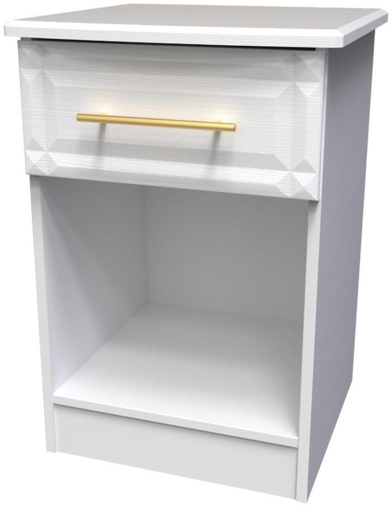 Faye White 1 Drawer Bedside Cabinet