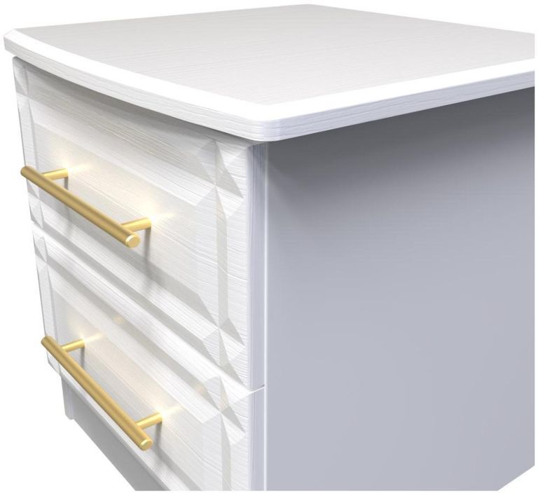 Faye White 2 Drawer Bedside Cabinet